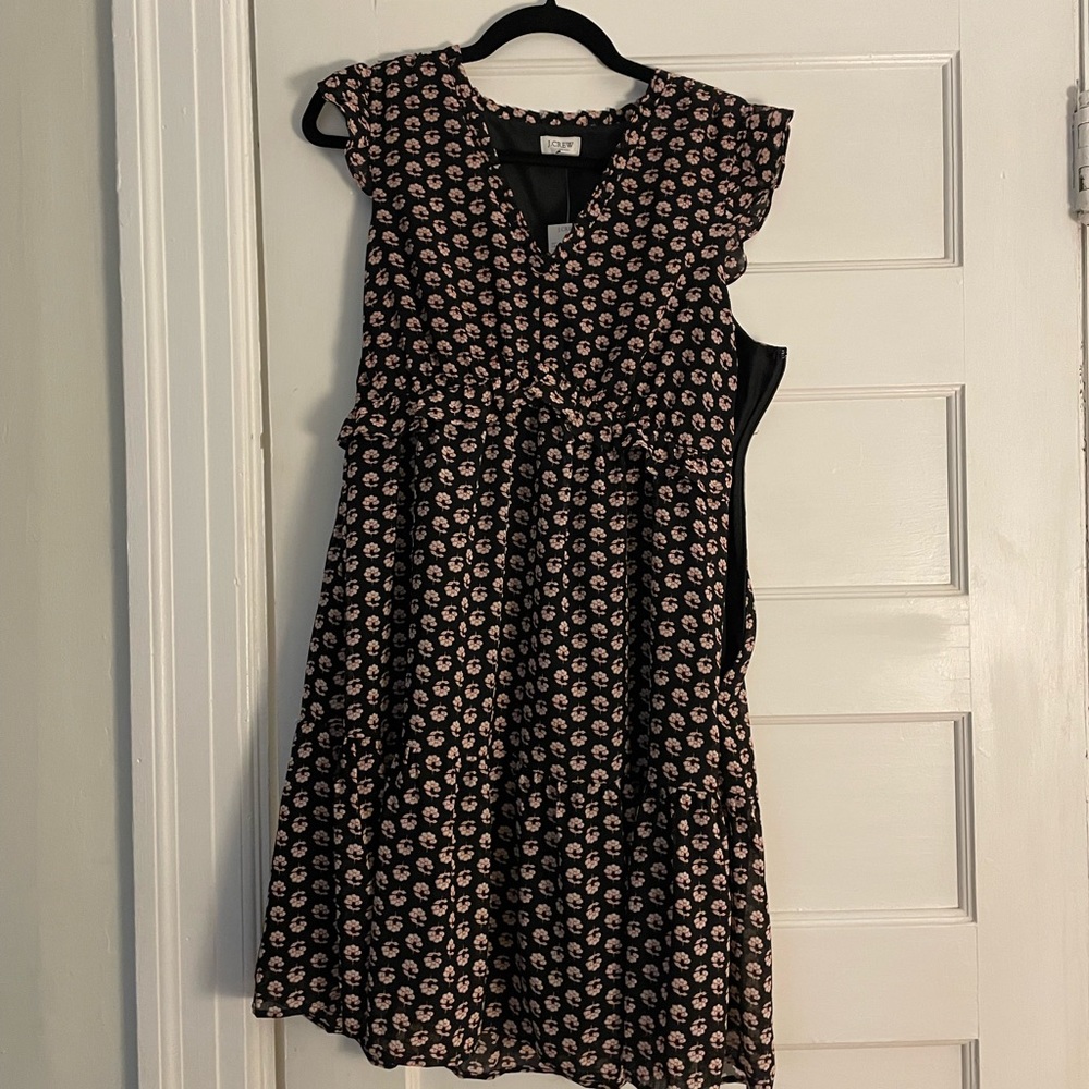 Ruffle V neck mini Dress J Crew Size 6 New with Tags